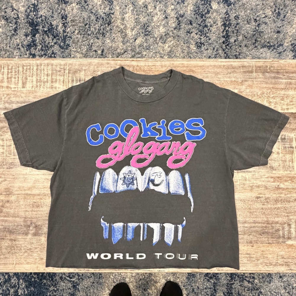Cookies Glogang Short Sleeve Graphic Tee - Black with Pink & Blue Print